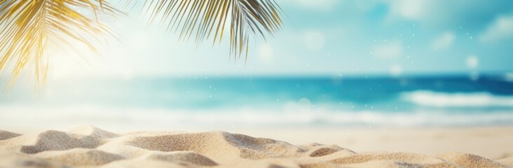 Fototapeta na wymiar beach scene with palm tree and sand