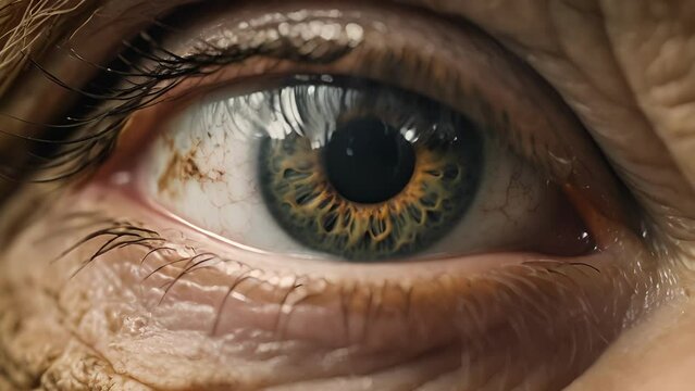 Worn eyes b with wisdom and kindness..