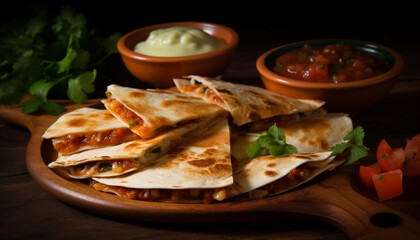 Freshness and spice in a gourmet Mexican taco with guacamole generated by AI