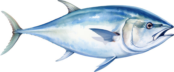Fototapeta premium Watercolor illustration Tuna isolated on transparent background. PNG