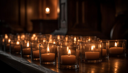 Glowing candlelight illuminates a tranquil scene of spirituality and love generated by AI