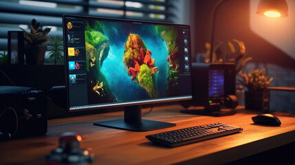 Fototapeta premium A gaming computer on the desk
