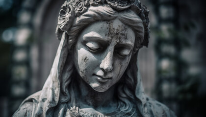 Christianity famous statue of grief, a symbol of spirituality and sadness generated by AI