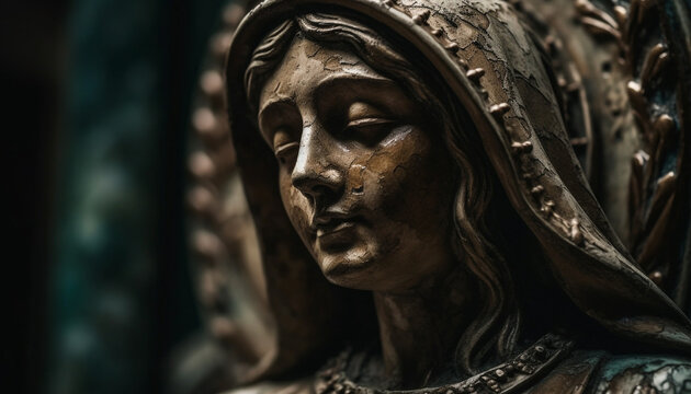 Christianity symbol of love a small, dark gothic sculpture generated by AI