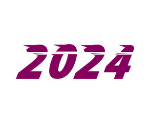 2024 Happy New Year Abstract Purple Graphic Design Vector Logo Symbol Illustration