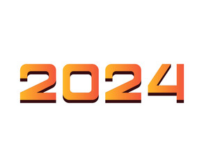 Happy New Year 2024 Abstract Orange Graphic Design Vector Logo Symbol Illustration