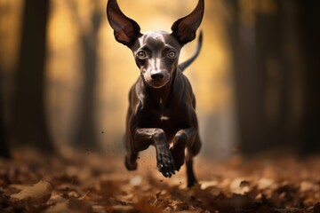  black hunting dog chasing prey