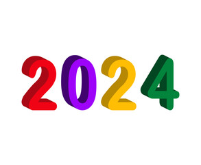 Happy New Year 2024 Abstract Multicolor Graphic Design Vector Logo Symbol Illustration