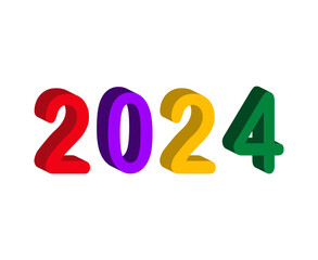 Happy New Year 2024 Abstract Multicolor Graphic Design Vector Logo Symbol Illustration