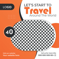 Vector travel social media post design or instagram banner template