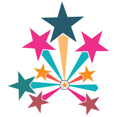 Colorful shooting stars graphic logo