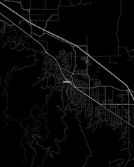 Ashland Oregon Map, Detailed Dark Map of Ashland Oregon