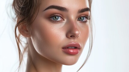 Beauty woman healthy clean skin beautiful female young model isolated on white