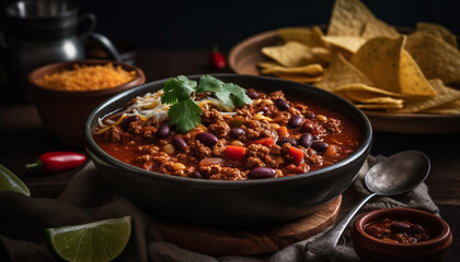 Freshness and spice in a homemade Mexican vegetarian meal generated by AI