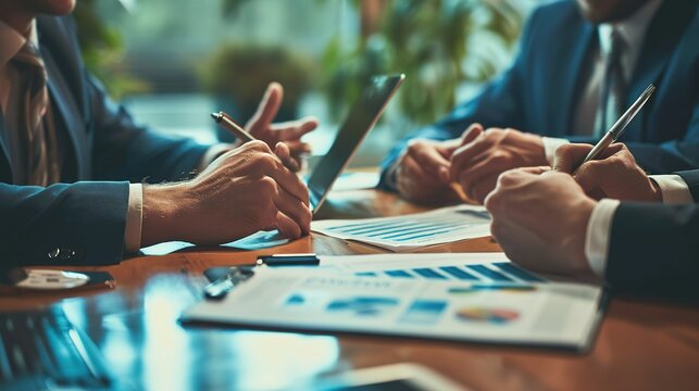 business advisor meeting to analyze and discuss the situation on the financial report in the meeting room.Investment Consultant, Financial Consultant, Financial advisor, and accounting