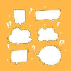 Vector speech bubbles set on yellow isolated background. For presentations, infographics.