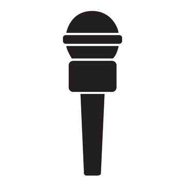 TV news microphone sign illustration. Black paper with shadow on gray background. EPS 10