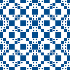 Squares, checks, circles, crosses seamless pattern. Folk wallpaper. Geometric background. Tribal motif. Geometrical ornate. Ethnic ornament. Textile print, abstract illustration. Vector ethnical image