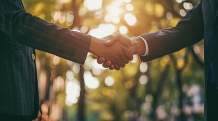 Businessmen making handshake with partner, greeting, dealing, merger and acquisition, business joint venture concept - obrazy, fototapety, plakaty