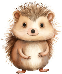 Hedgehog watercolor illustration isolated on transparent background. PNG