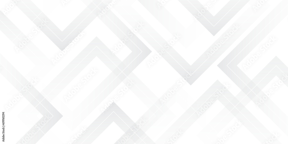 Poster white and grey abstract modern background design. Elegant gray and white squares pattern. Grey white stripe background geometry shine and layer element vector for presentation design. 