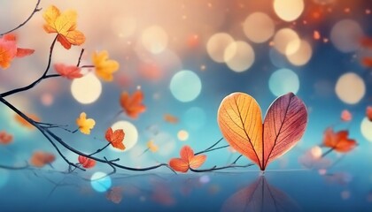 love icon leaf and bokeh background