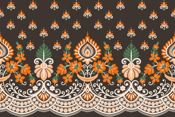 floral seamless background Geometric ethnic oriental ikat seamless pattern traditional Design for background,carpet,wallpaper,clothing,wrapping,Batik,fabric,Vector illustration embroidery style.
