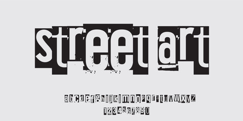 Modern art Font. Typography urban style alphabet fonts for fashion, sport, technology, digital, movie, logo design, vector illustration - obrazy, fototapety, plakaty