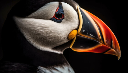 Vibrant toucan perched on branch, showcasing its colorful feathers generated by AI