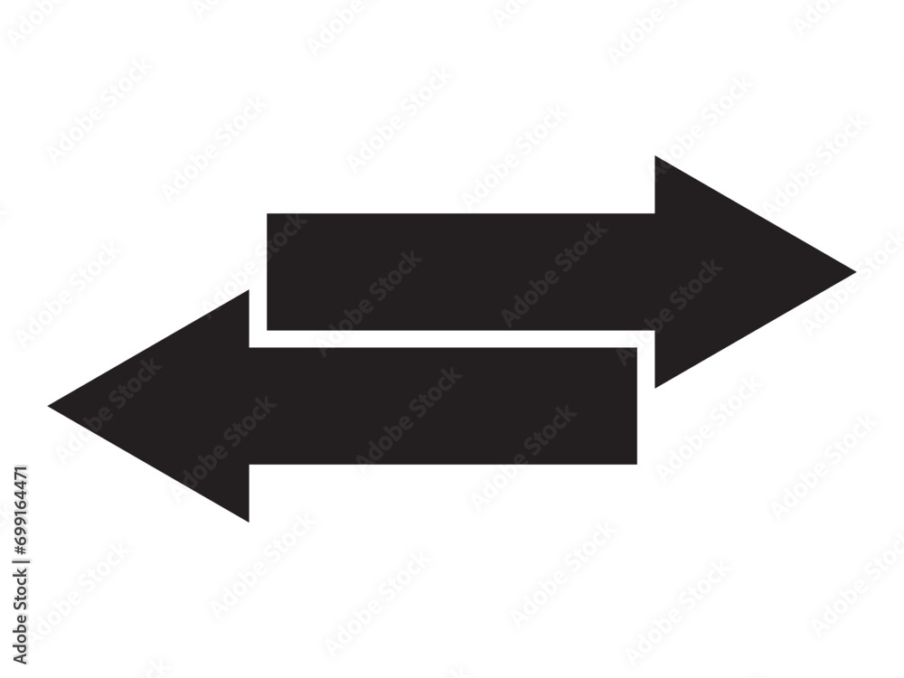 Poster horizontal arrow vector. black arrow icon. simple opposite direction arrow icon on white background.