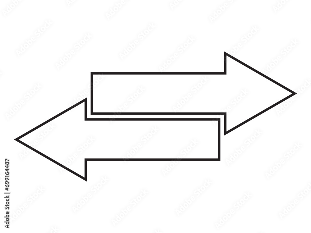 Poster horizontal line arrow vector. line arrow icon. simple opposite direction arrow icon on white backgro