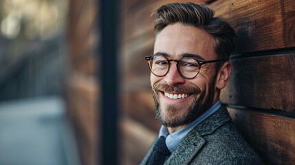 Fototapeta premium Handsome smiling confident businessman portrait