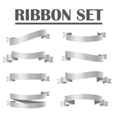 Silver ribbon set. EPS vector illustration