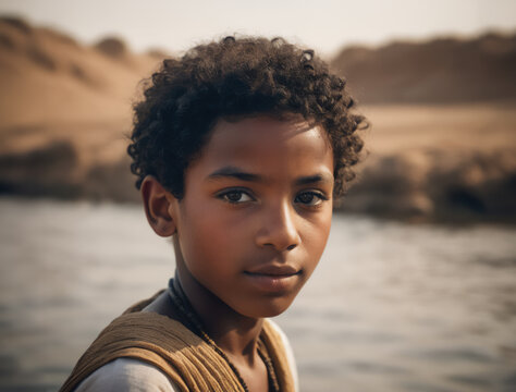 portrait of a young Ethiopian teenager , outdoors by the river
