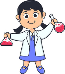 Girl Science Student Holding Test Tubes