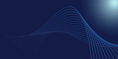 Abstract blue technology background with wave line particle elements. vector illustration