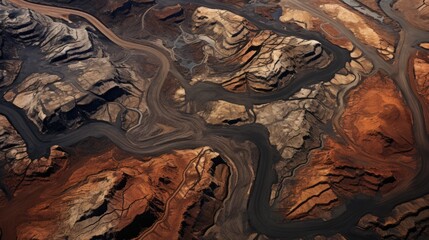 landscape scarred by strip mining, emphasizing the environmental impact generative ai