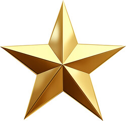 3d star isolated on transparent background. PNG
