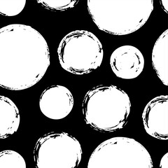 Seamless pattern with grunge circles hand painted with ink - obrazy, fototapety, plakaty