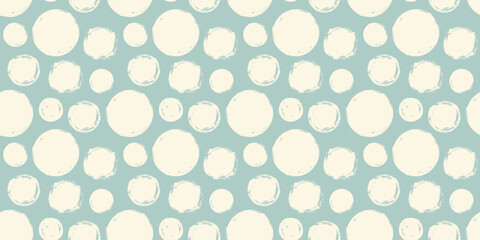 Seamless pattern with grunge circles hand painted with ink