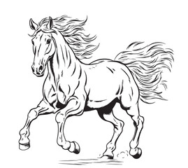 Obraz na płótnie Canvas Horse hand drawn sketch illustration Farm animals