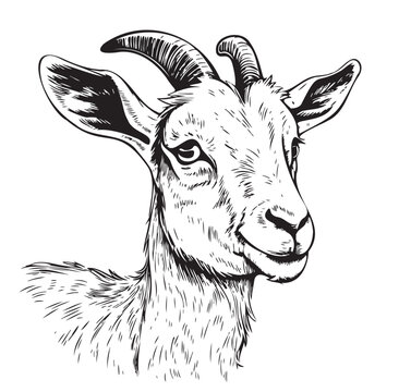 Farm goat kid hand drawn sketch Vector animals