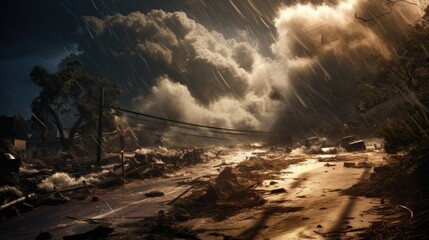 image capturing the aftermath of a natural disaster like a hurricane or tornado generative ai