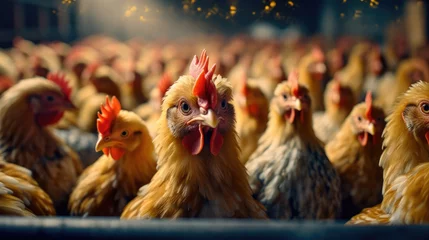 Fotobehang Close-up of Many chickens waiting to be fed up © didiksaputra