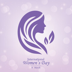 happy women's day holiday background with girl face