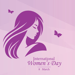 happy women's day holiday background with girl face
