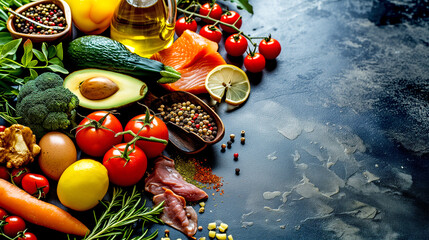 Keto Diet - Healthy Food. Horizontal Image. Top View.
