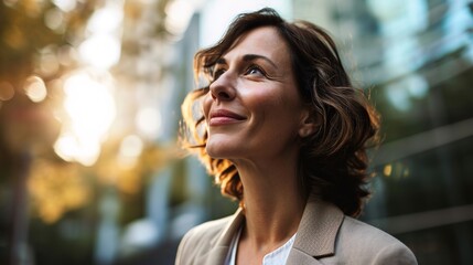 Fototapeta premium Portrait of business woman smiling outdoor