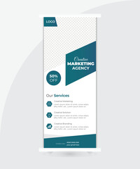 Banner roll-up design, business concept, Standee Design. layout for placement of photos.Universal stand for conference,  x-banner, exhibition display.