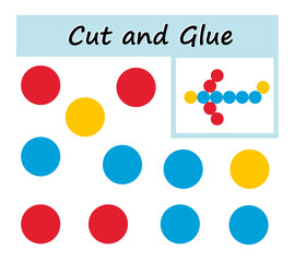Educational paper game. DIY worksheet. Cut parts of the image and glue on the paper. Cartoon plane.